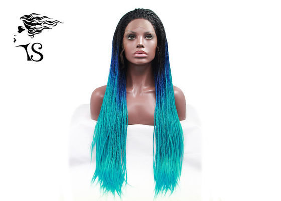 Chine Tresses bleues de boîte d'avant d'Ombre Syntheticlace, longue perruque tressée africaine colorée de cheveux fournisseur